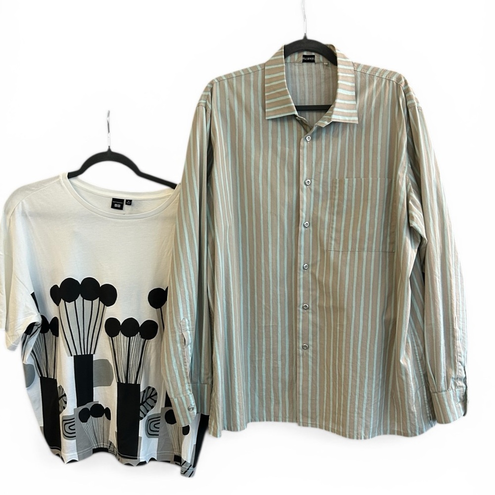 Marimekko Bundle Jokapoika Relaxed Art Wear Shirt L, uniglo Oversized tee M